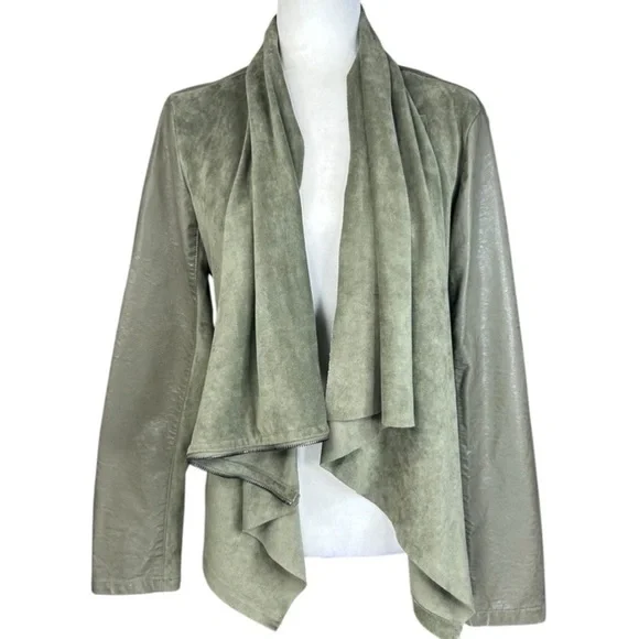 NEW Anthropologie Blank NYC Medium Draped Moto Jacket Vegan Suede Asymmetrical - Picture 16 of 16